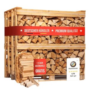 Buchenbrennholz kammergetrocknet, Restfeuchte unter 20 %, Scheitlänge 25 cm