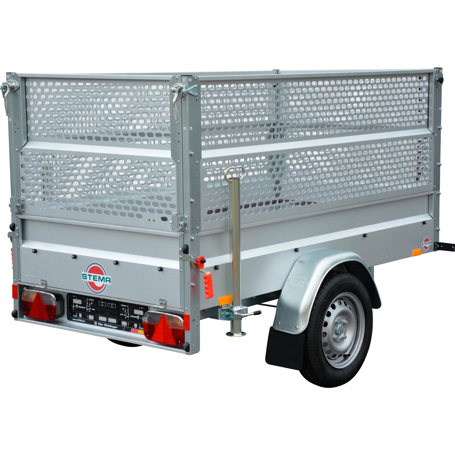 STEMA gebremster Anhänger 1000 kg mit 66 cm Gitteraufsatz und 1 Achse