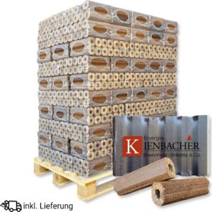 PiniKay Holzbriketts aus Buche und/oder Eiche, 960 kg Palette, ca. 50 mm mit Zugloch