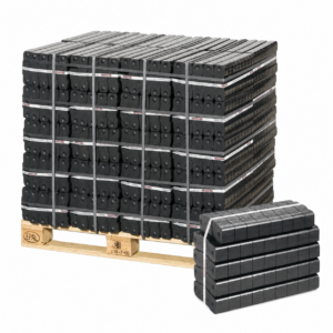 Braunkohlebriketts – 1.000 kg Palette (40 × 25 kg) – Papierverpackung