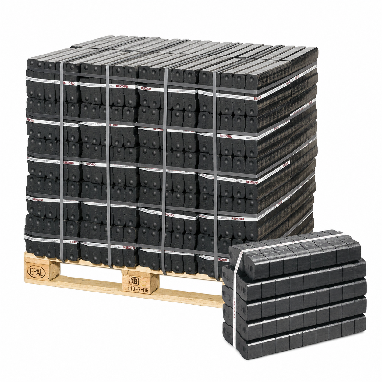 Braunkohlebriketts – 1.000 kg Palette (40 × 25 kg) – Papierverpackung